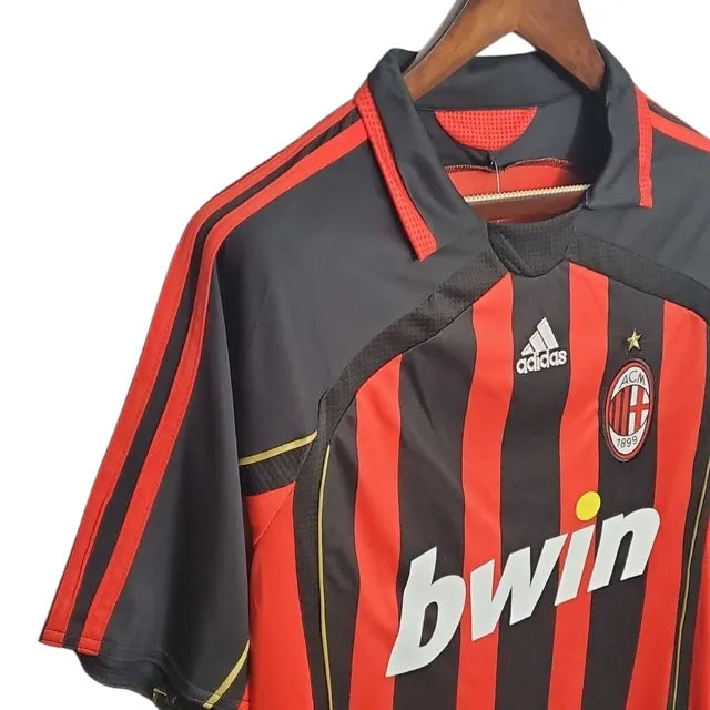 Camisa Milan Home 06/07 Retrô - Vermelha e Preta