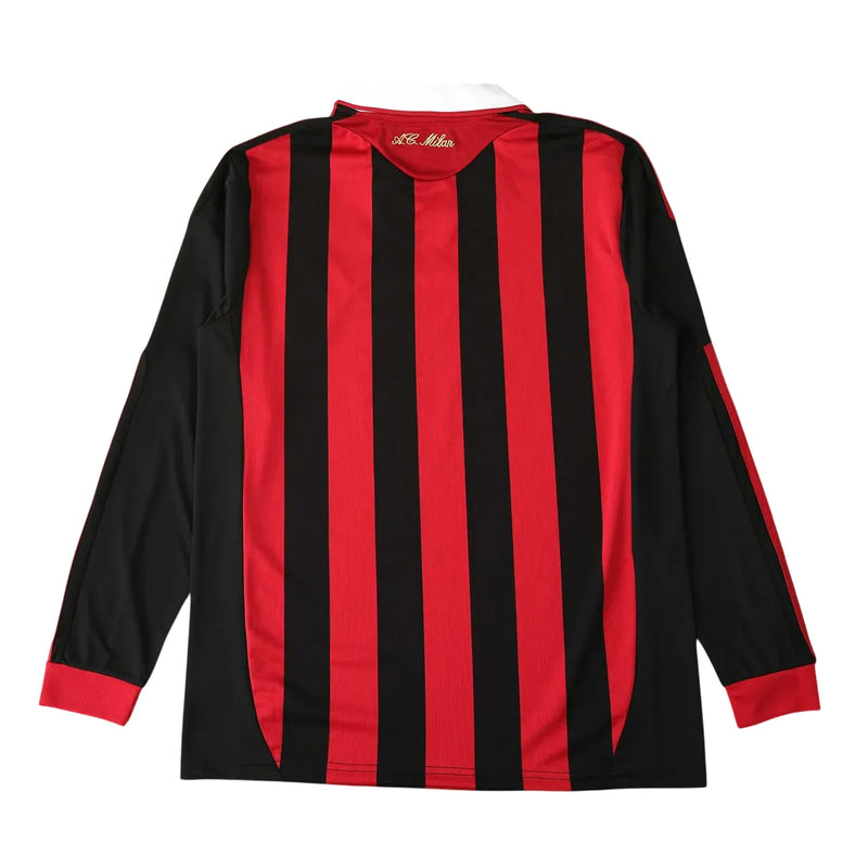 Camisa Milan Home 09/10 Retrô Manga Longa - Vermelha e Preta