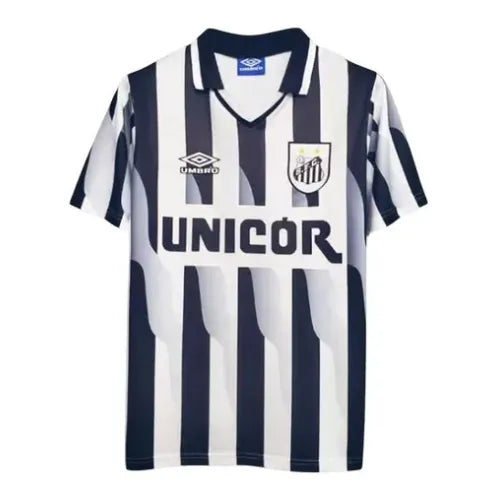 Camisa Santos Away 1998 Retrô - Branca e Preta